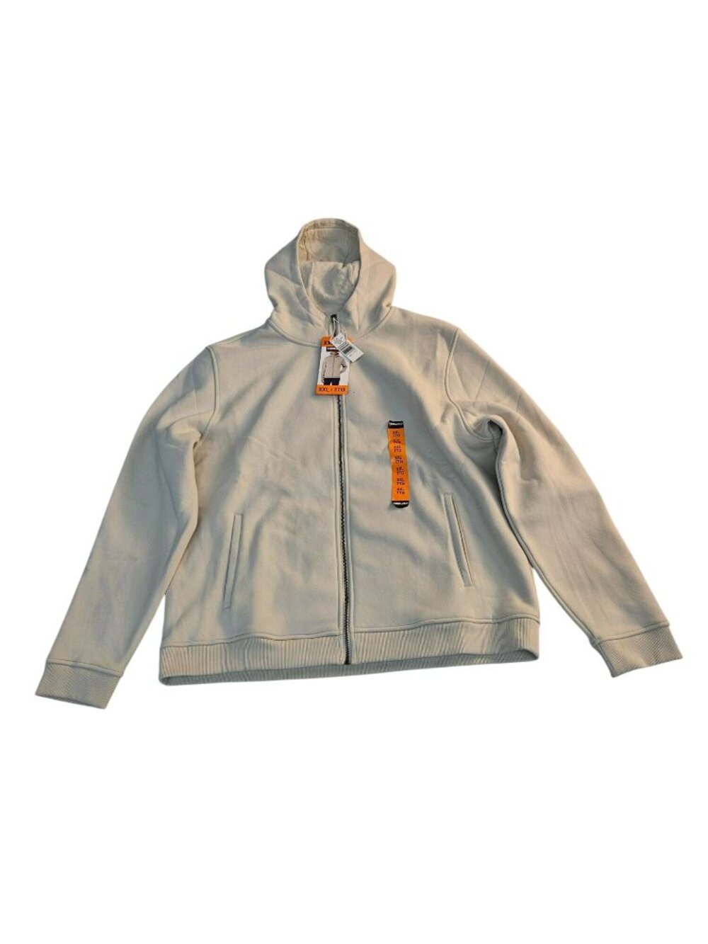 Kirkland Signature Mens Full-Zip Hooded Sweatshirt XXL Beige Fleece Warm Casual